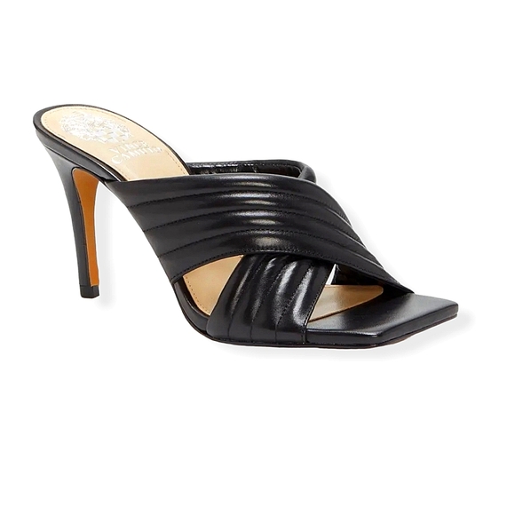 NWT VINCE CAMUTO "Sarendie" Black quilted Leather Stiletto Slide heel, size 10 - Picture 10 of 14